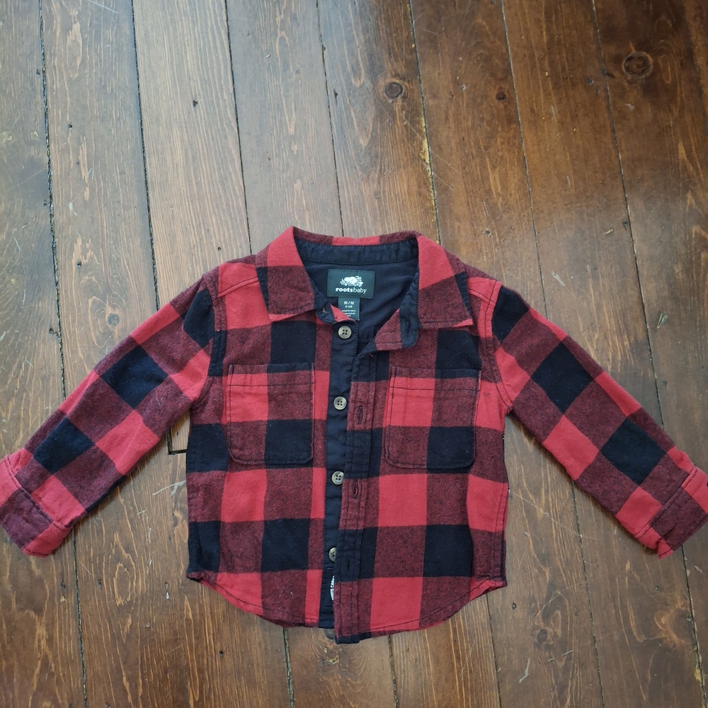 OshKosh B'gosh Red and Black Button Down Shirt Classic Plaid